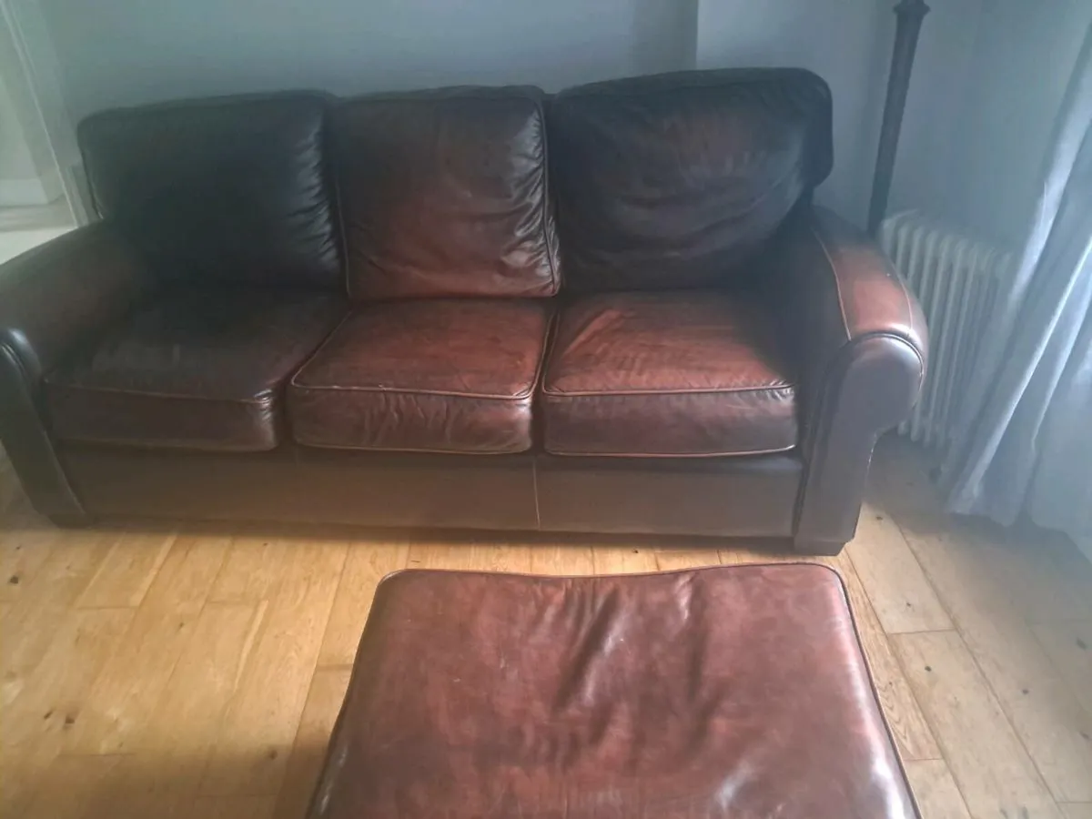 3 seater,2 seater brown footstool. - Image 1