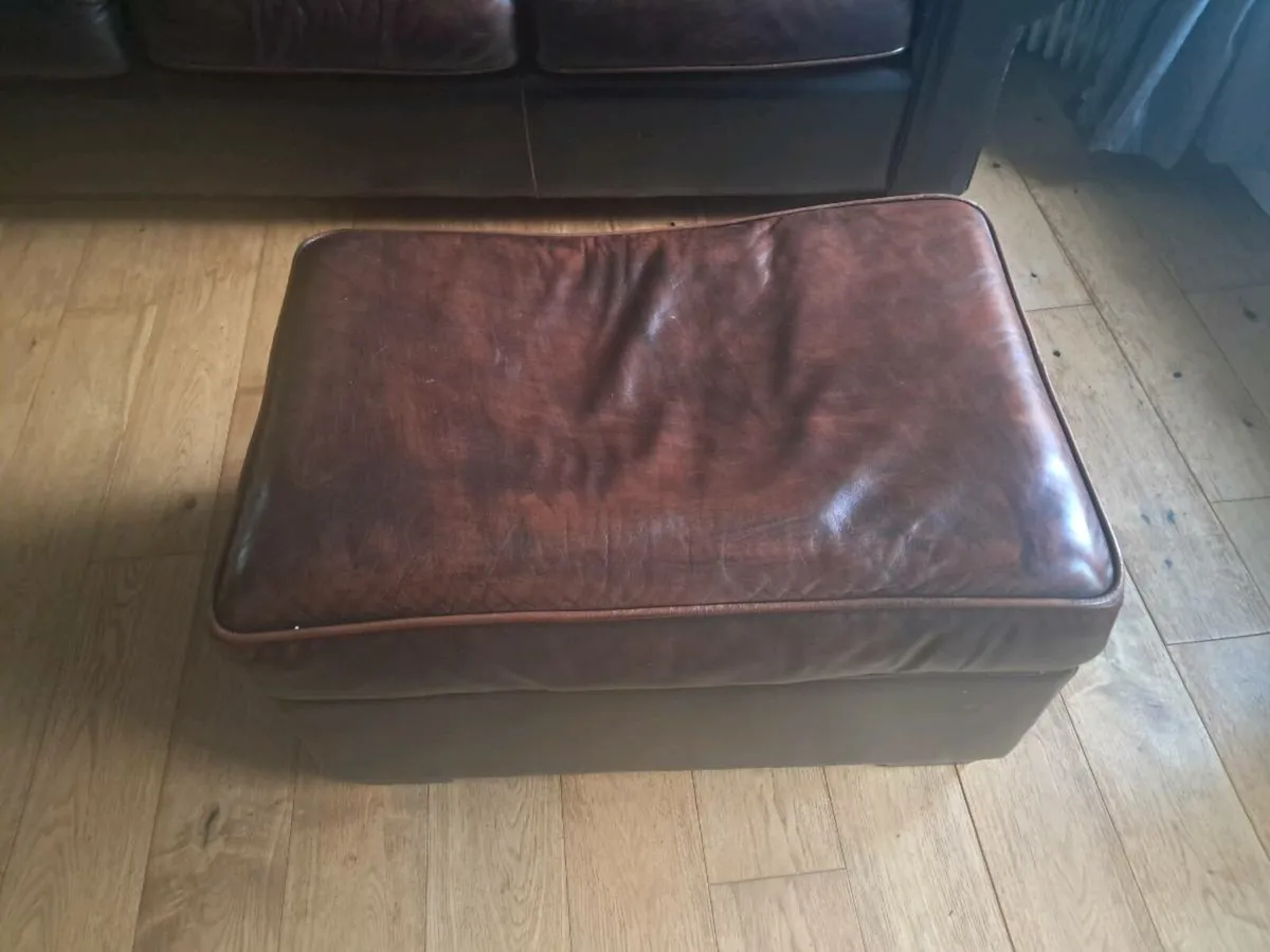 3 seater,2 seater brown footstool. - Image 2