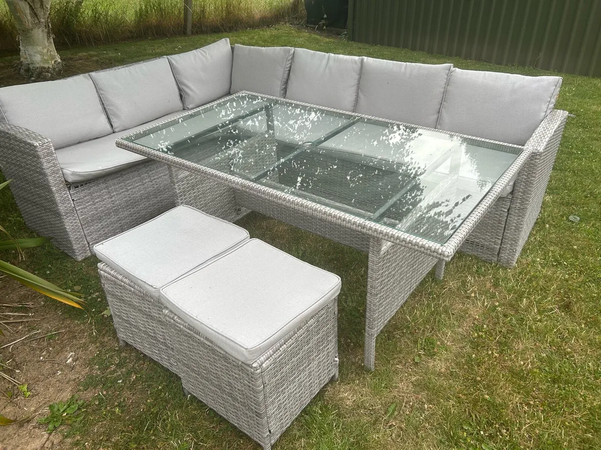 Rattan 8 seater corner dining set - Image 1