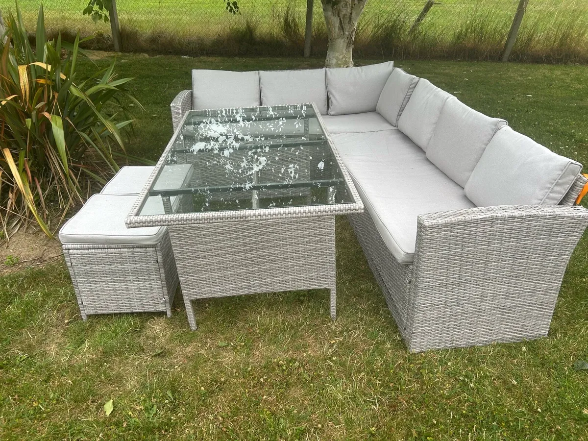 Rattan 8 seater corner dining set - Image 2