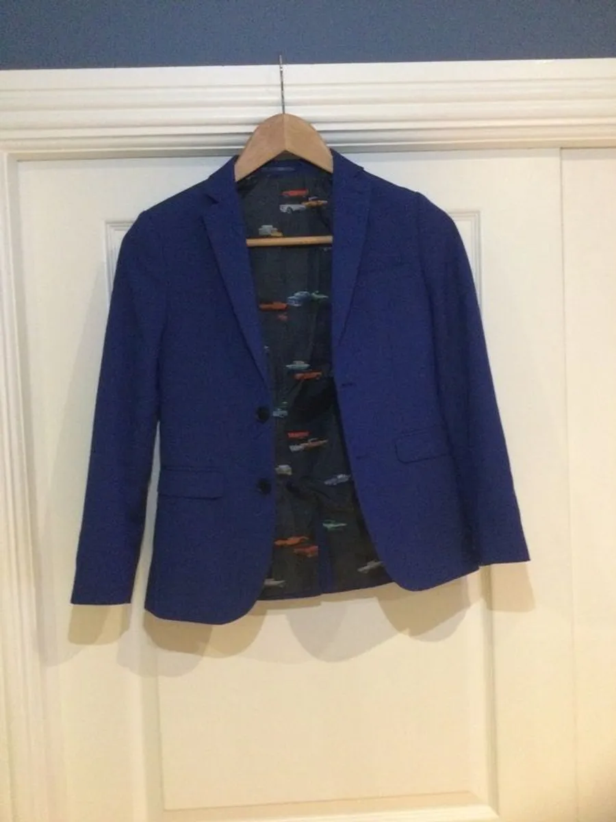 Boys three piece Next blue  suit & black shoes - Image 4