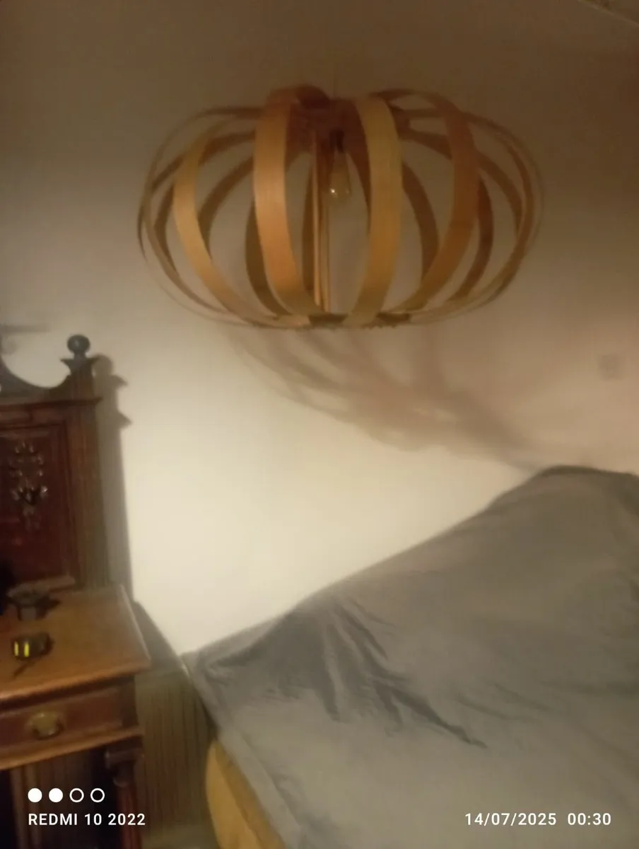 Steam Bent Wood Pendant Light Shade, 'Pumpkin' - Image 1
