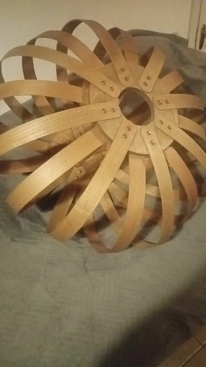 Steam Bent Wood Pendant Light Shade, 'Pumpkin' - Image 3