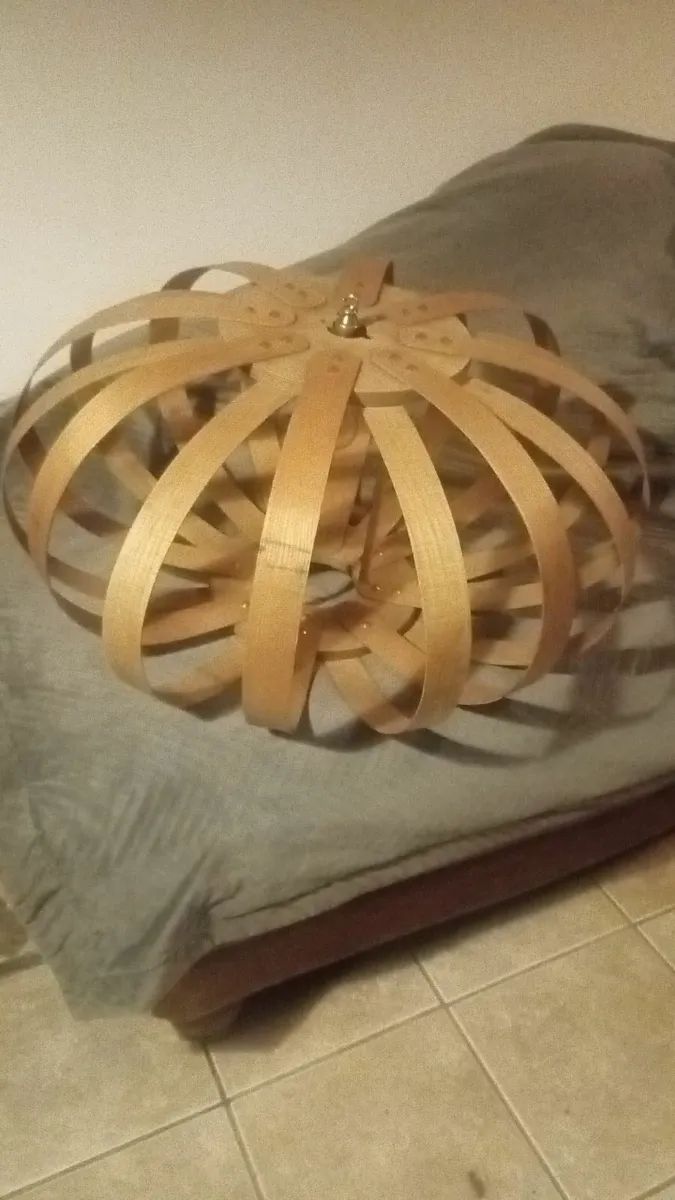 Steam Bent Wood Pendant Light Shade, 'Pumpkin' - Image 4