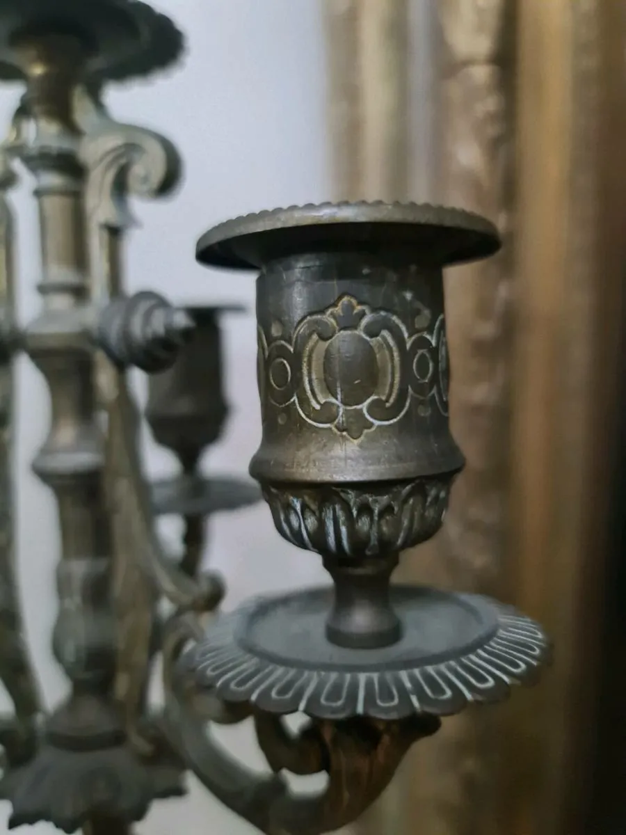 A pair of Antique brass candleabras - Image 3