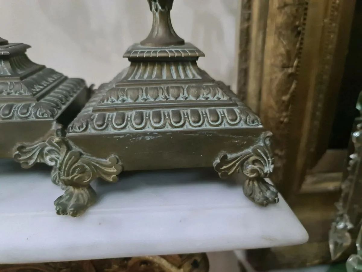 A pair of Antique brass candleabras - Image 4