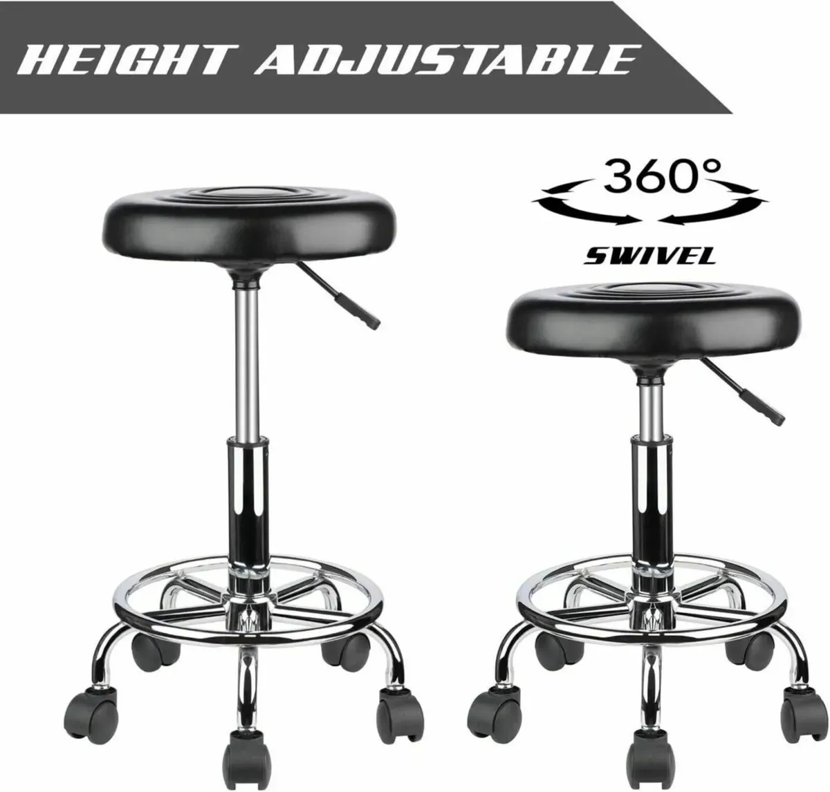 Ergonomic Rolling Stool Adjustable Swivel Chair - Image 4