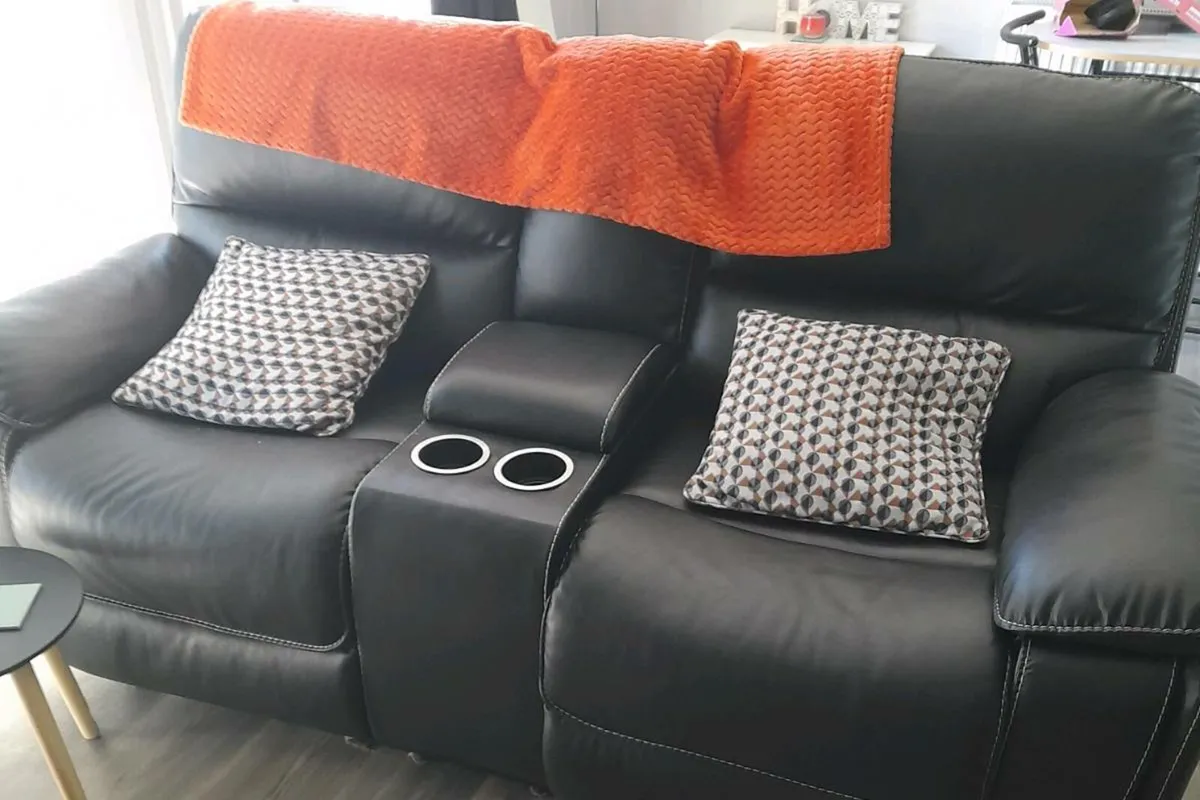 Black Leather Sofa 3+2 - Image 2