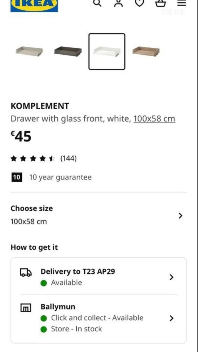 IKEA Komplement Drawer with glass front White - Image 1