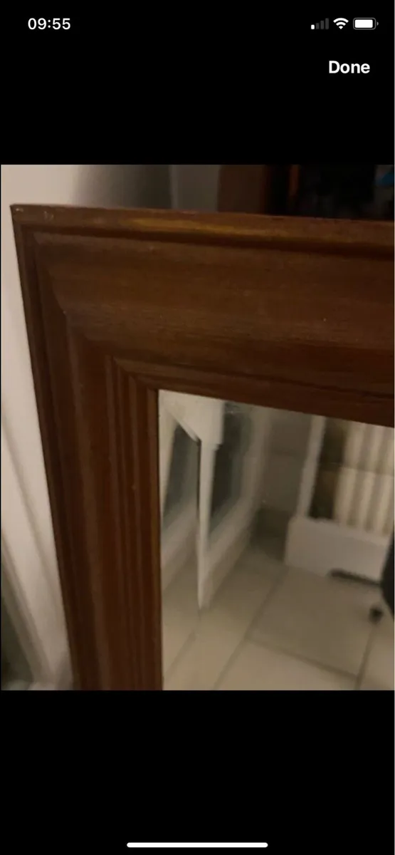 Large Timber Framed Bevelled Mirror - Image 4