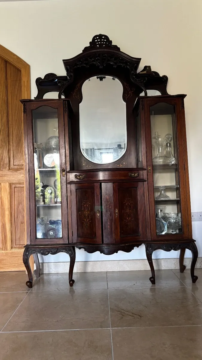 Antique Display Cabinet with Mirror - Image 2