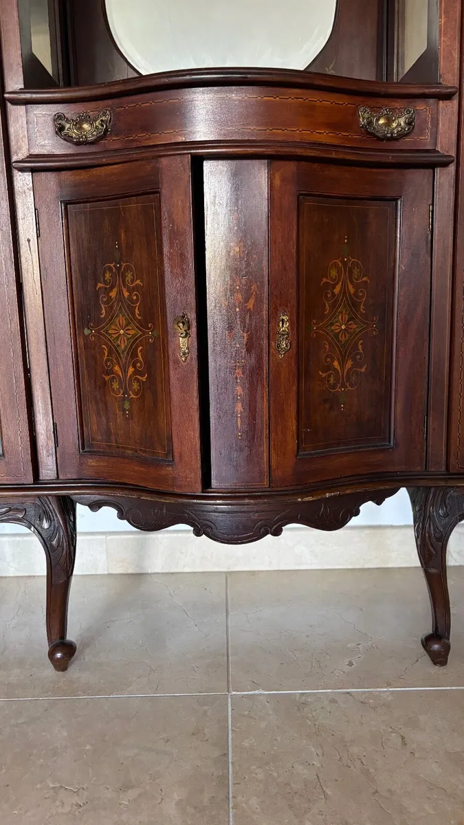 Antique Display Cabinet with Mirror - Image 3
