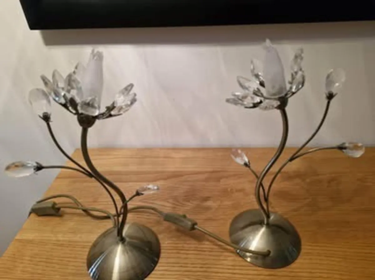 Pair of champagne crystal lamps - Image 2