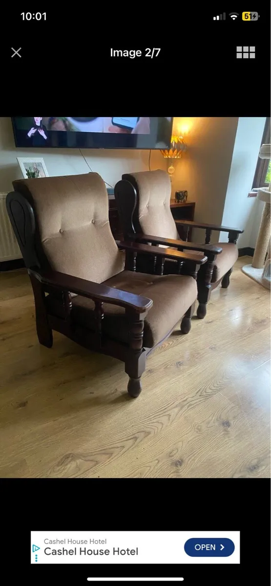 Sturdy wooden armchairs - Image 1