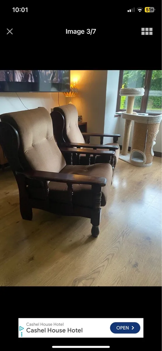 Sturdy wooden armchairs - Image 2
