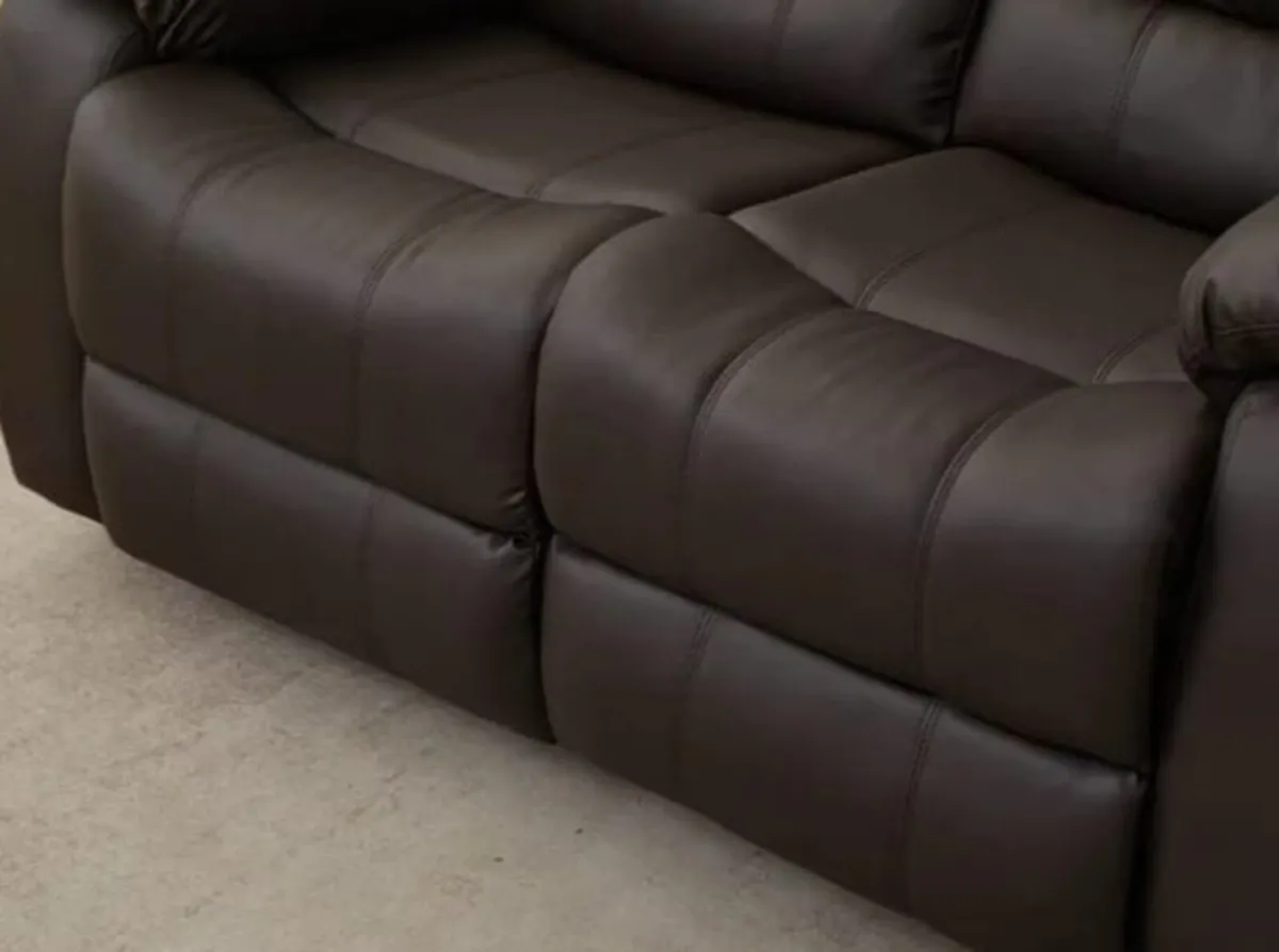 3 Seater Sofa Recliner – Brown Leather Finish - Image 4