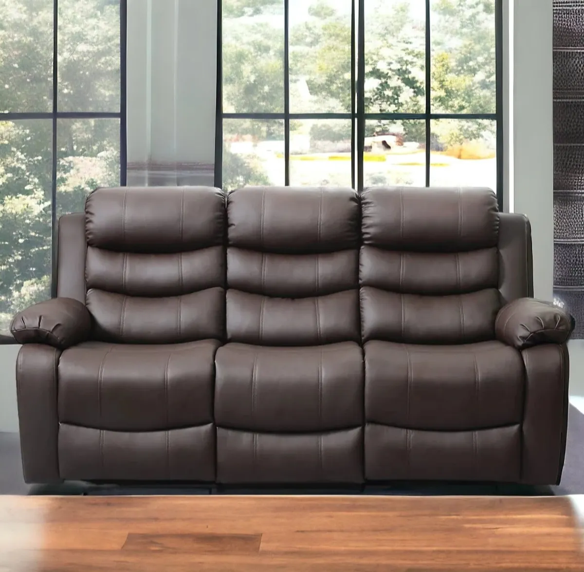 Brown Leather Recliner Sofa 3 Seater – Cosy - Image 1