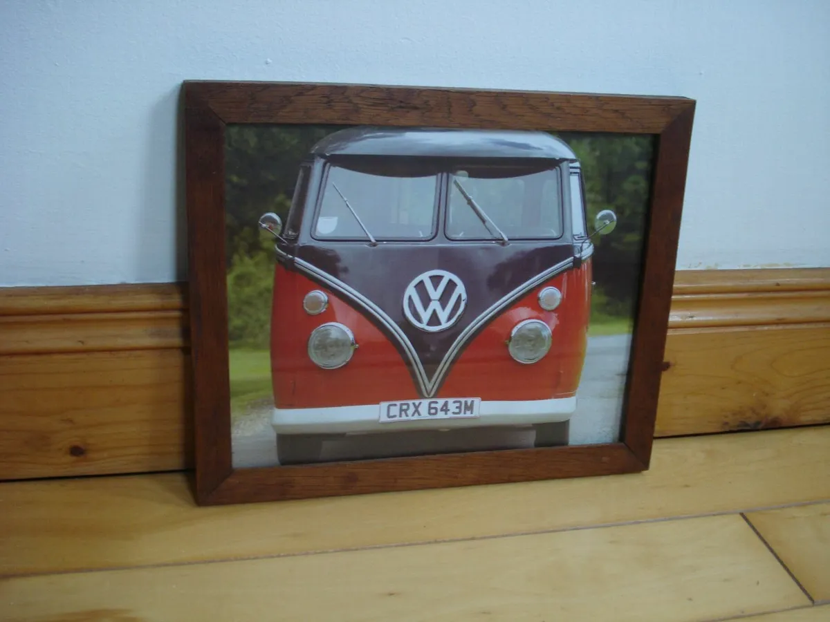 VINTAGE VW BUS/BEETLE  GLASS FRAMED PRINTS. - Image 3