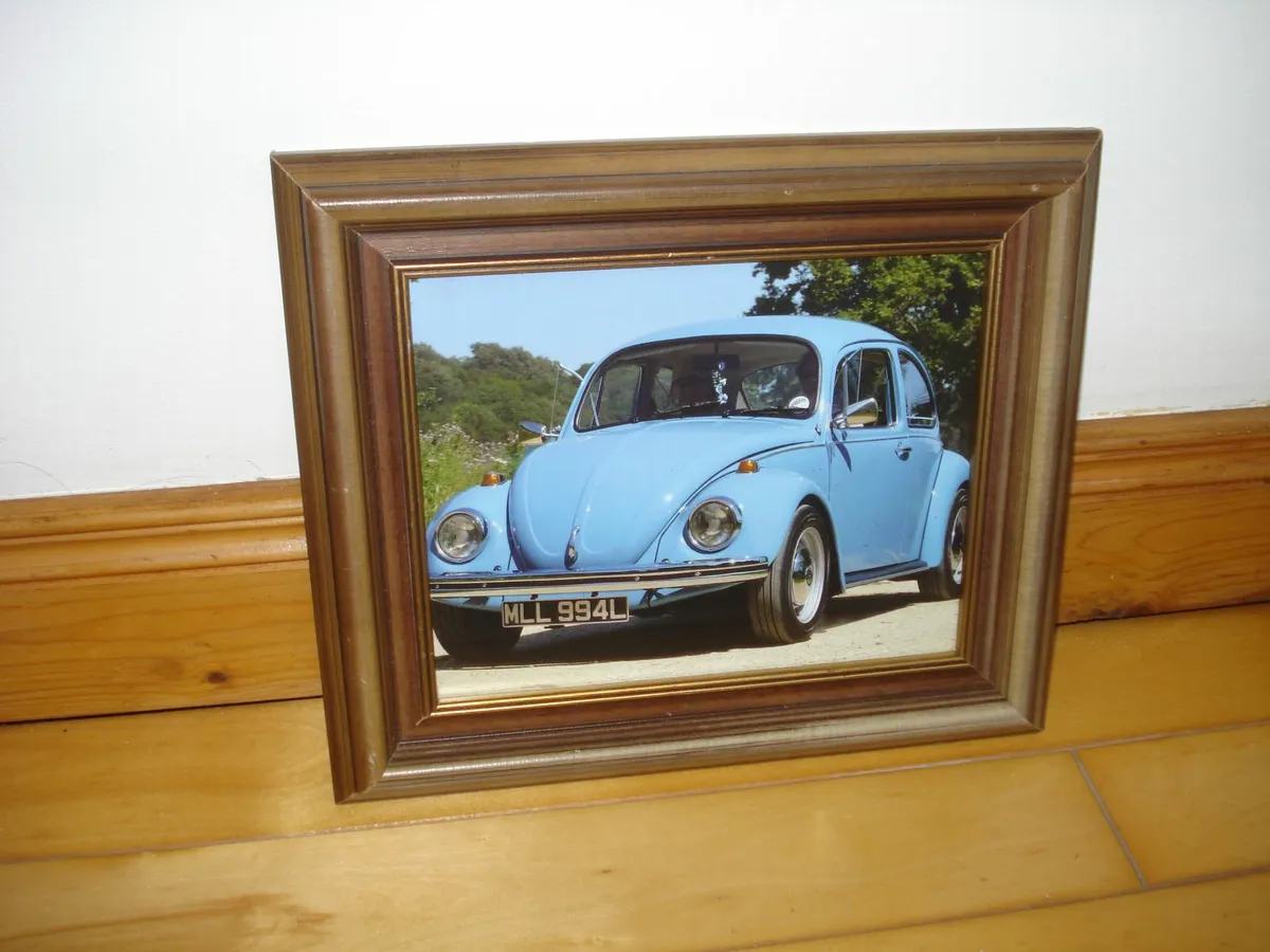 VINTAGE VW BUS/BEETLE  GLASS FRAMED PRINTS. - Image 4