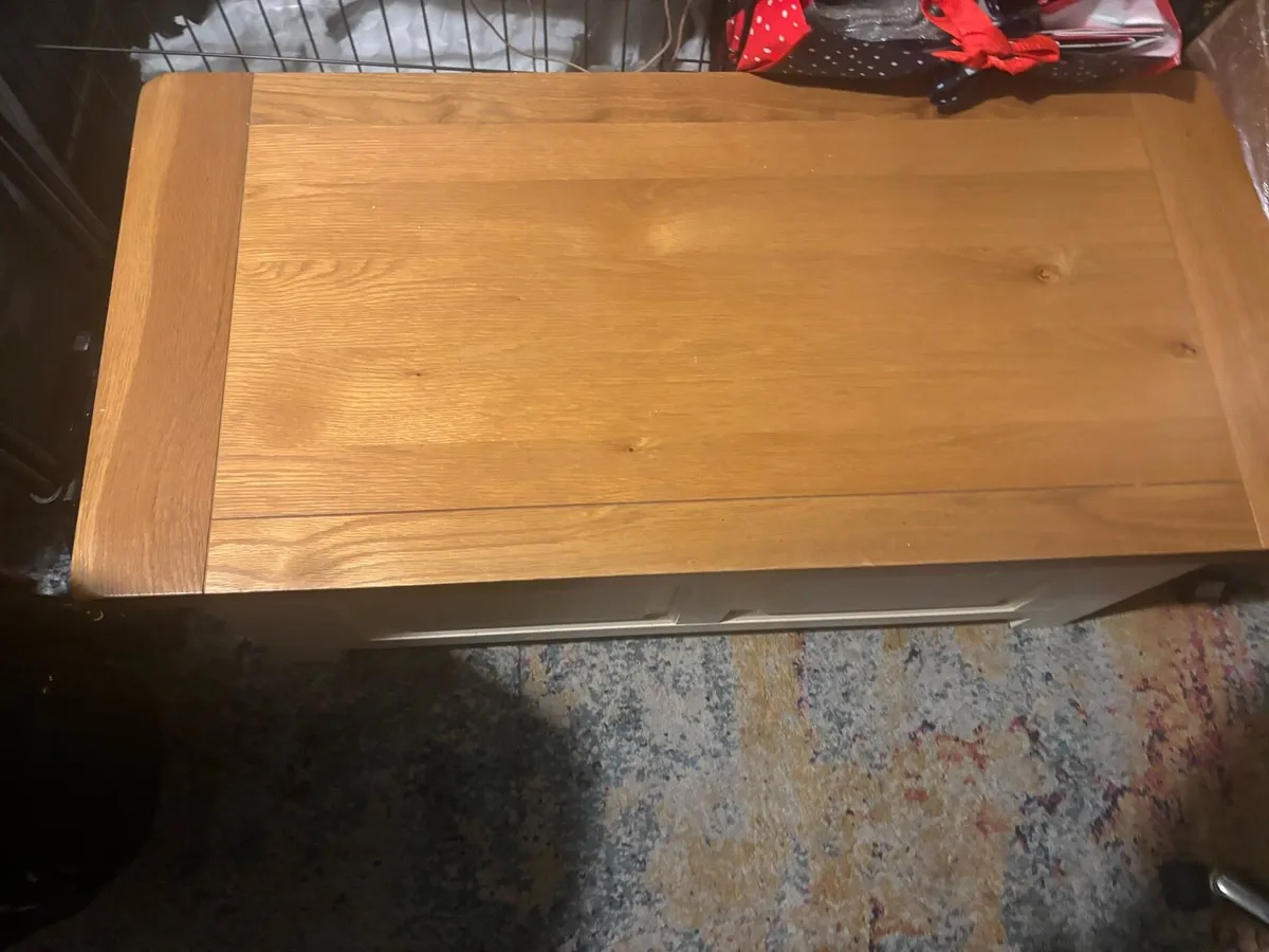 Blanket box - soft cream with oak top - Image 2