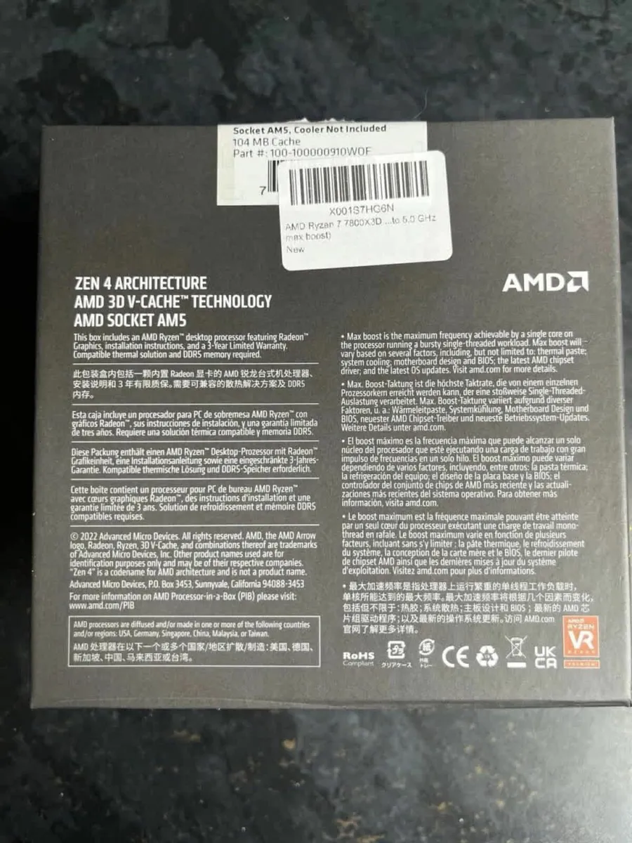 AMD Ryzen 7 7800X3D 5GHz 8-Core Processor AM5 - Image 4