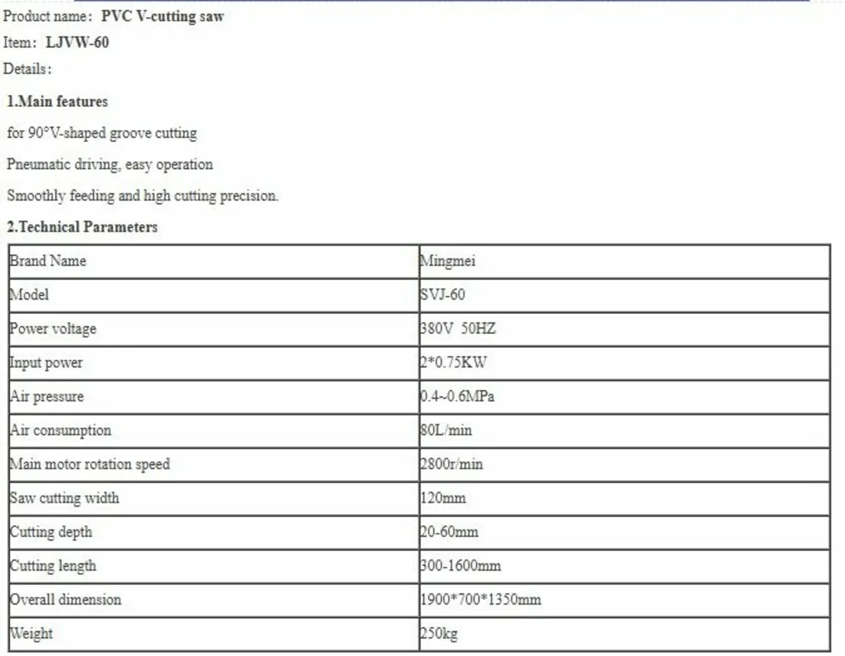 Aluminium and PVC V notch cutting saw - Image 2