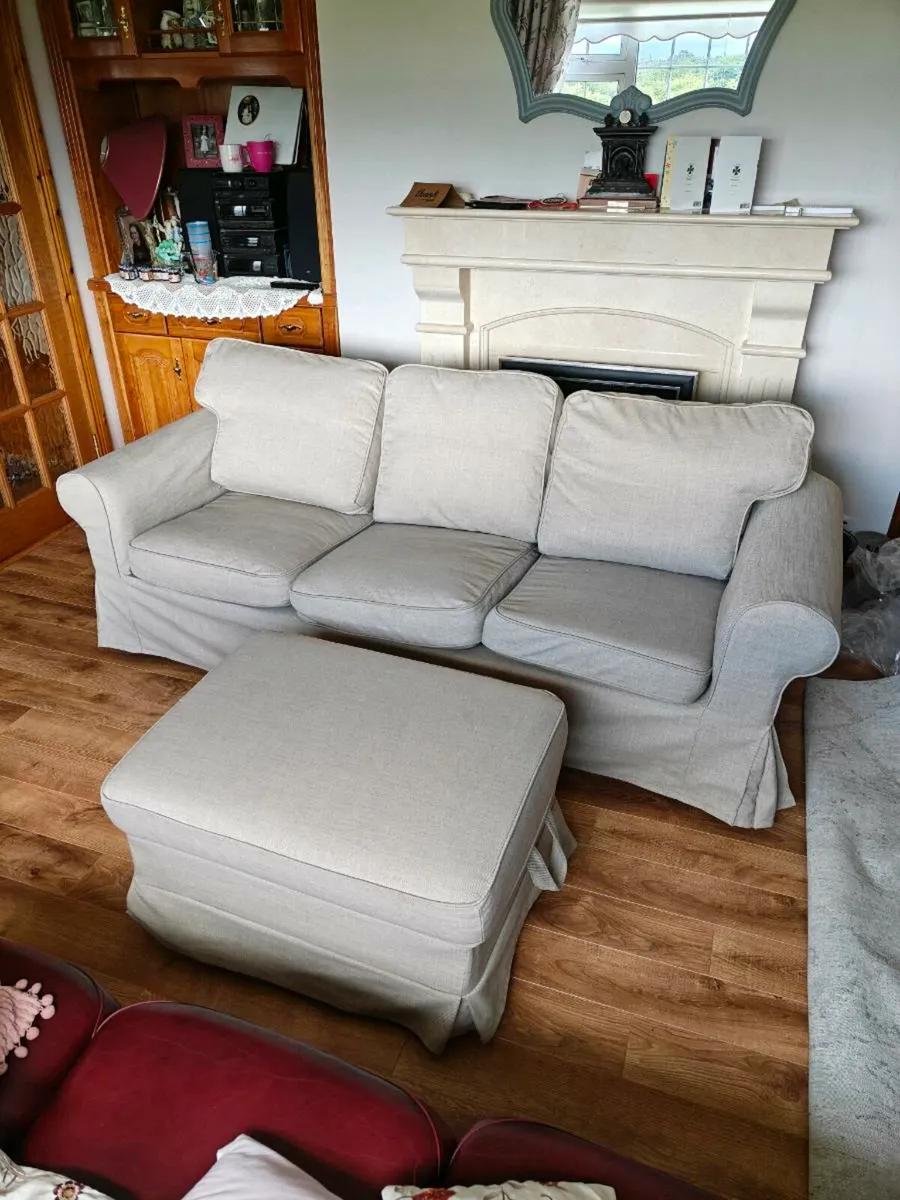 3 seater sofa and a Pouffe - Image 1