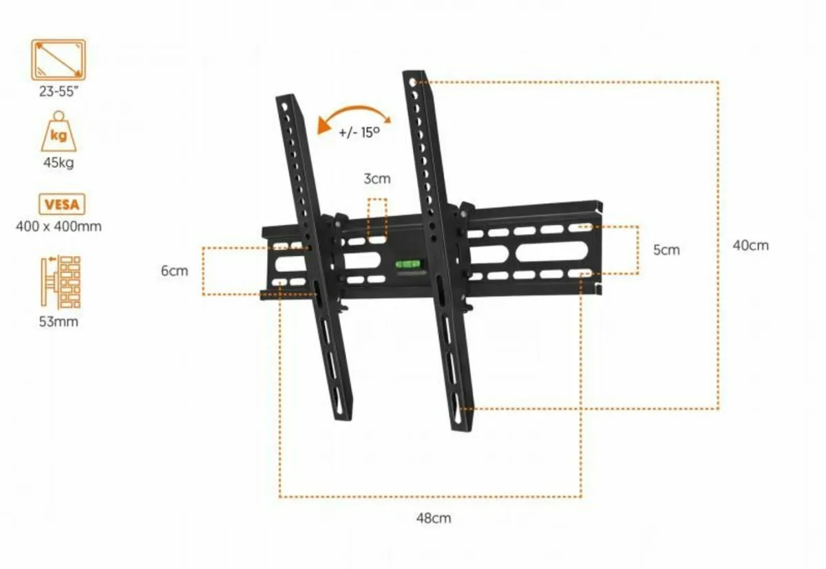 TV Wall Mount Bracket Flat Tilt 23" - 55" - Image 2