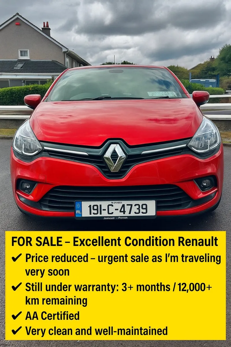Renault clio petrrol 2019, 88000km+ 4m warranty - Image 1