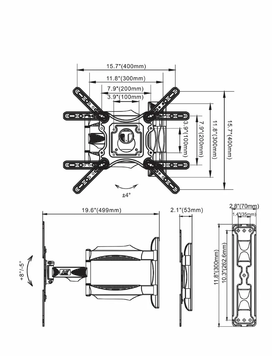 TV Wall Mount Bracket Tilt Swivel 32" - 55" TV - Image 2