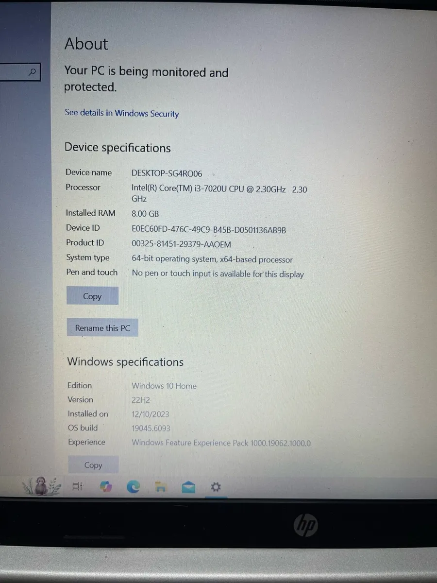 Hp laptop 8gb 1 TB HDD win 10 - Image 2