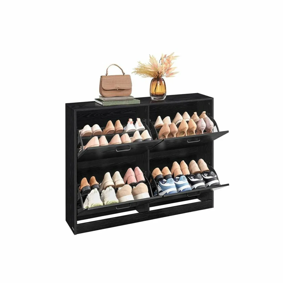 Slim Shoe Cabinet with 4 Flaps and Adjustable Divi - Image 1