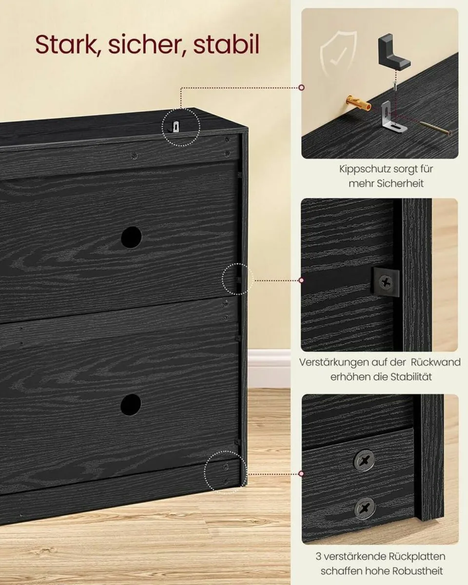 Slim Shoe Cabinet with 4 Flaps and Adjustable Divi - Image 3
