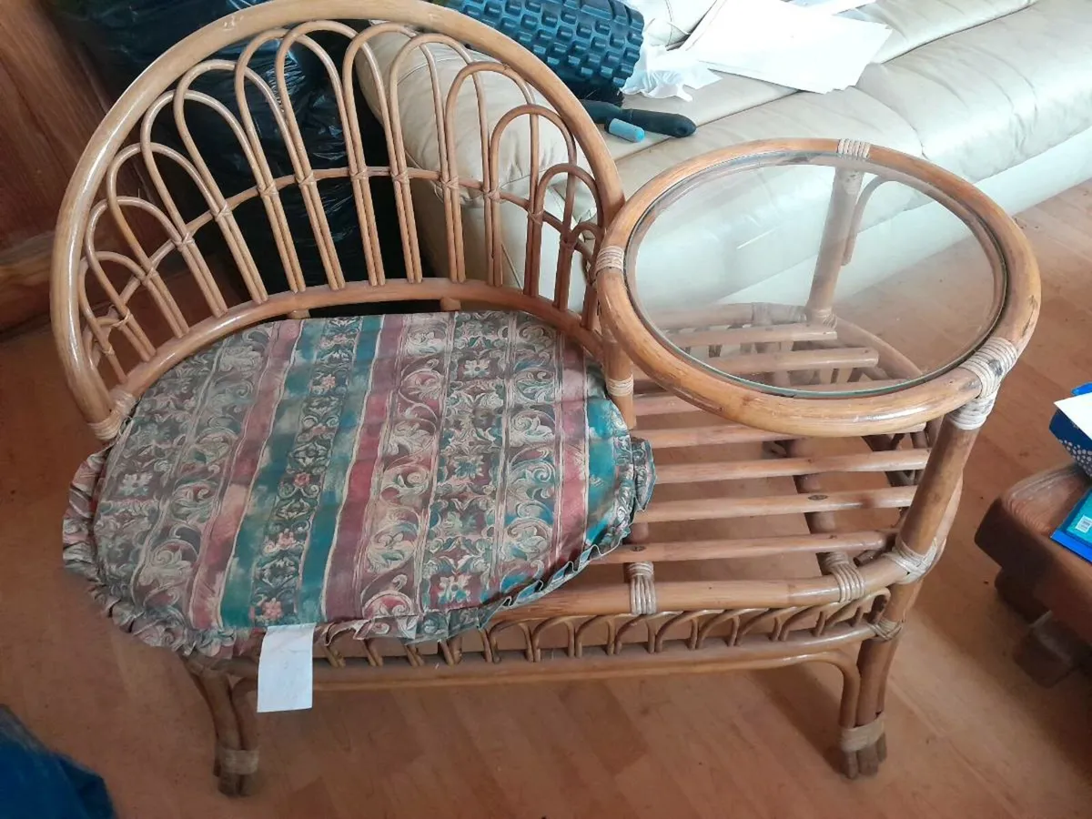 Cane seat with table combined