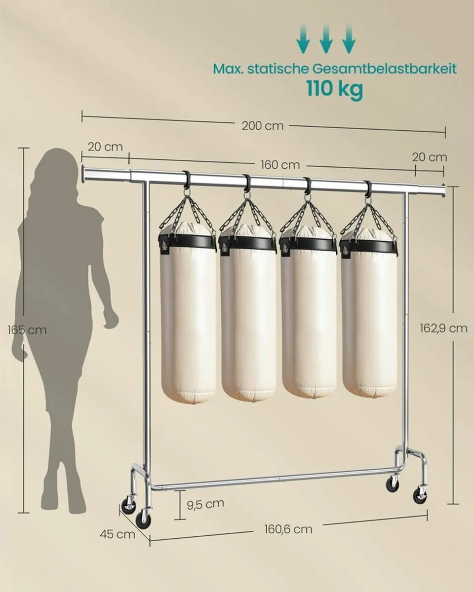 Heavy Duty Clothes Rack with Castors steel frame - Image 3