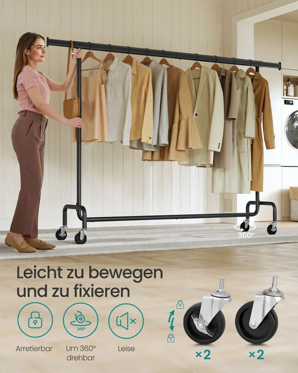 Heavy Duty Clothes Rack with Castors steel frame - Image 4