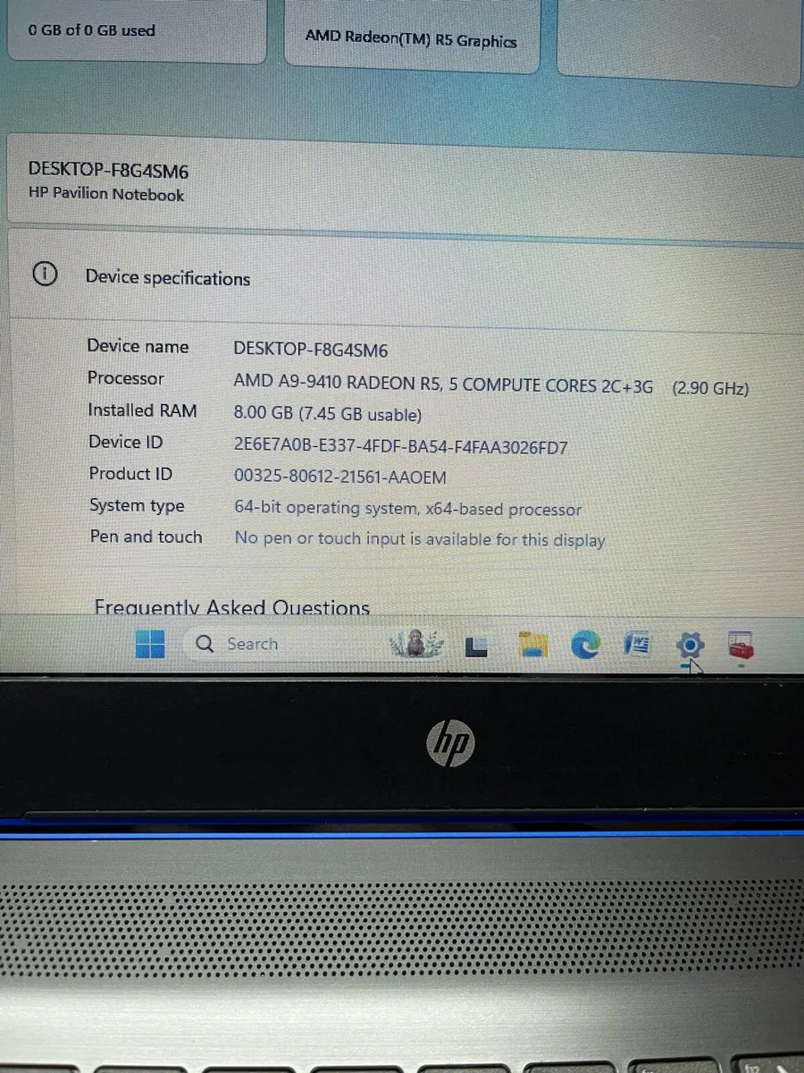 Hp laptop A9 pro 8gb 1 TB HDD win 11 - Image 2