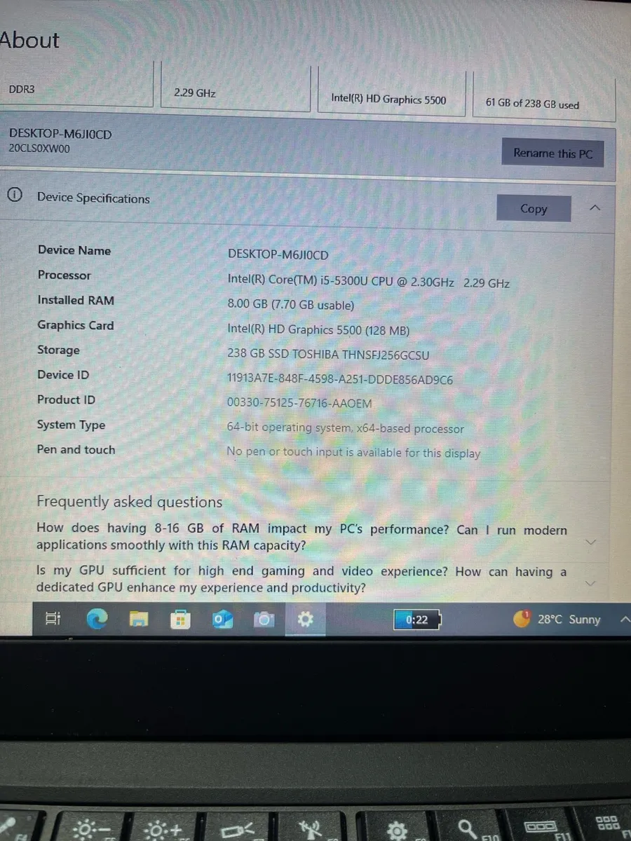 Lenovo X250 i5 8-256 win 10 - Image 2