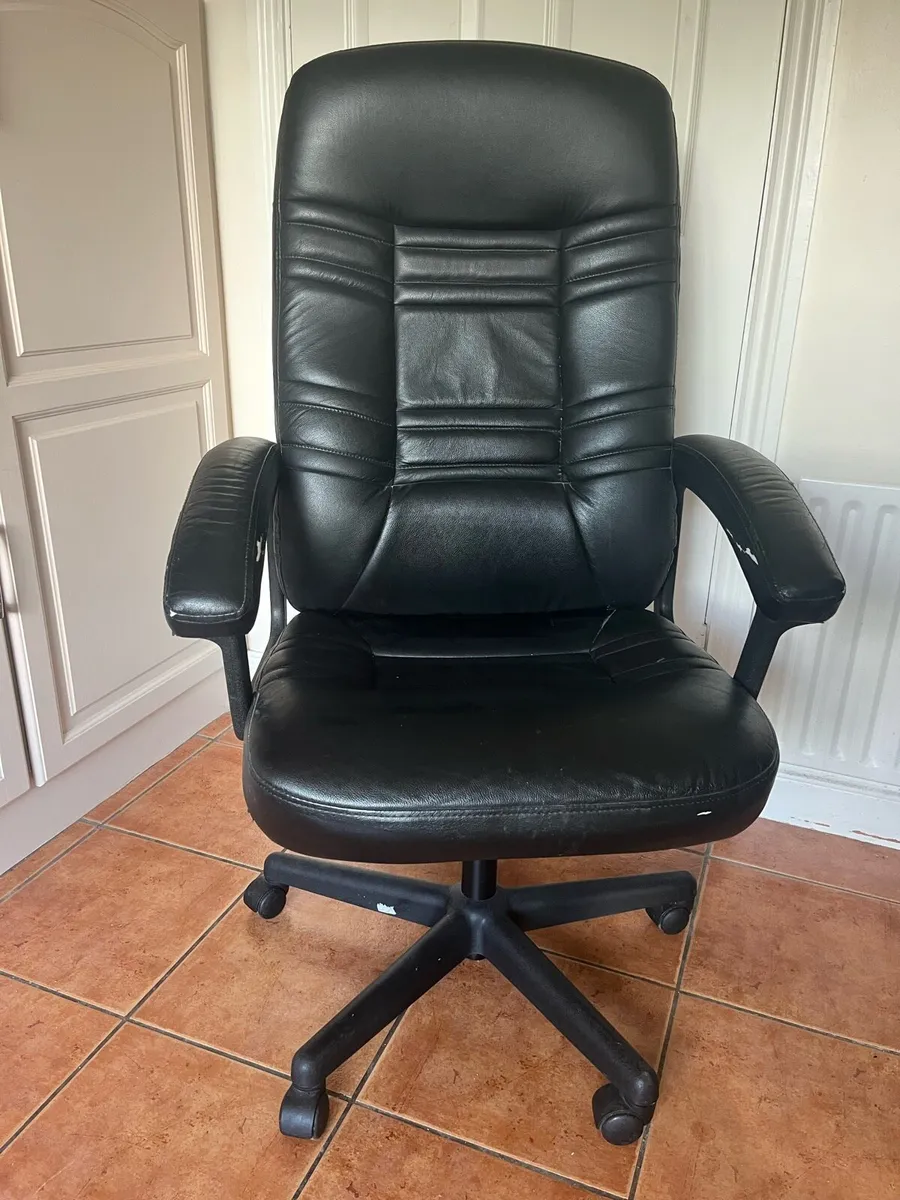 Black Leather Office Chair - Image 1