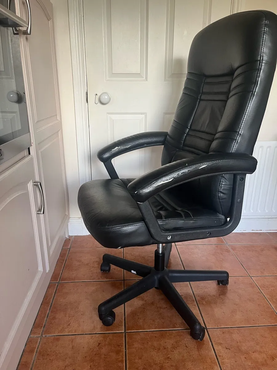 Black Leather Office Chair - Image 2