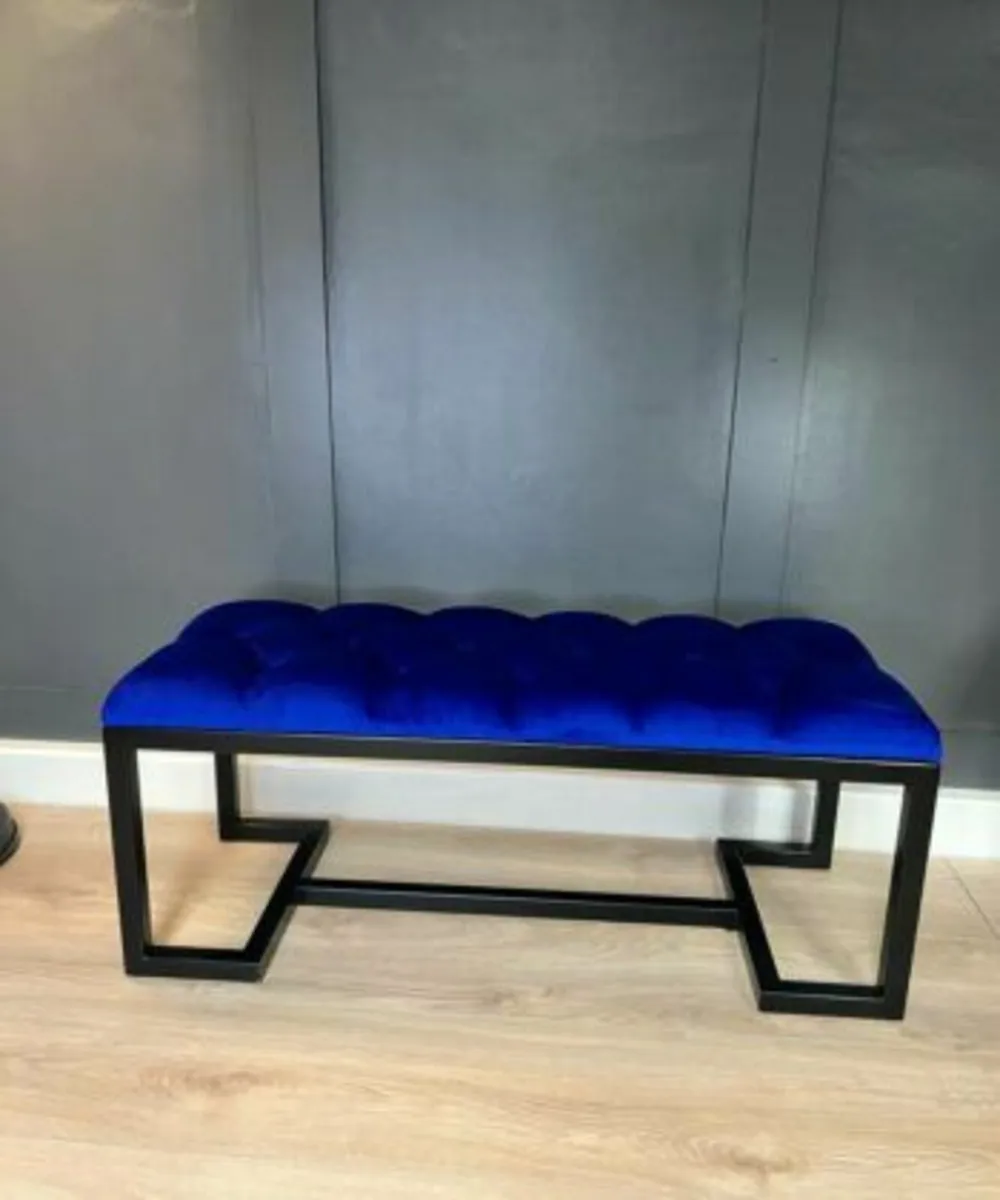 Black Velvet & Black Frame Bench – Zoe Collection - Image 2