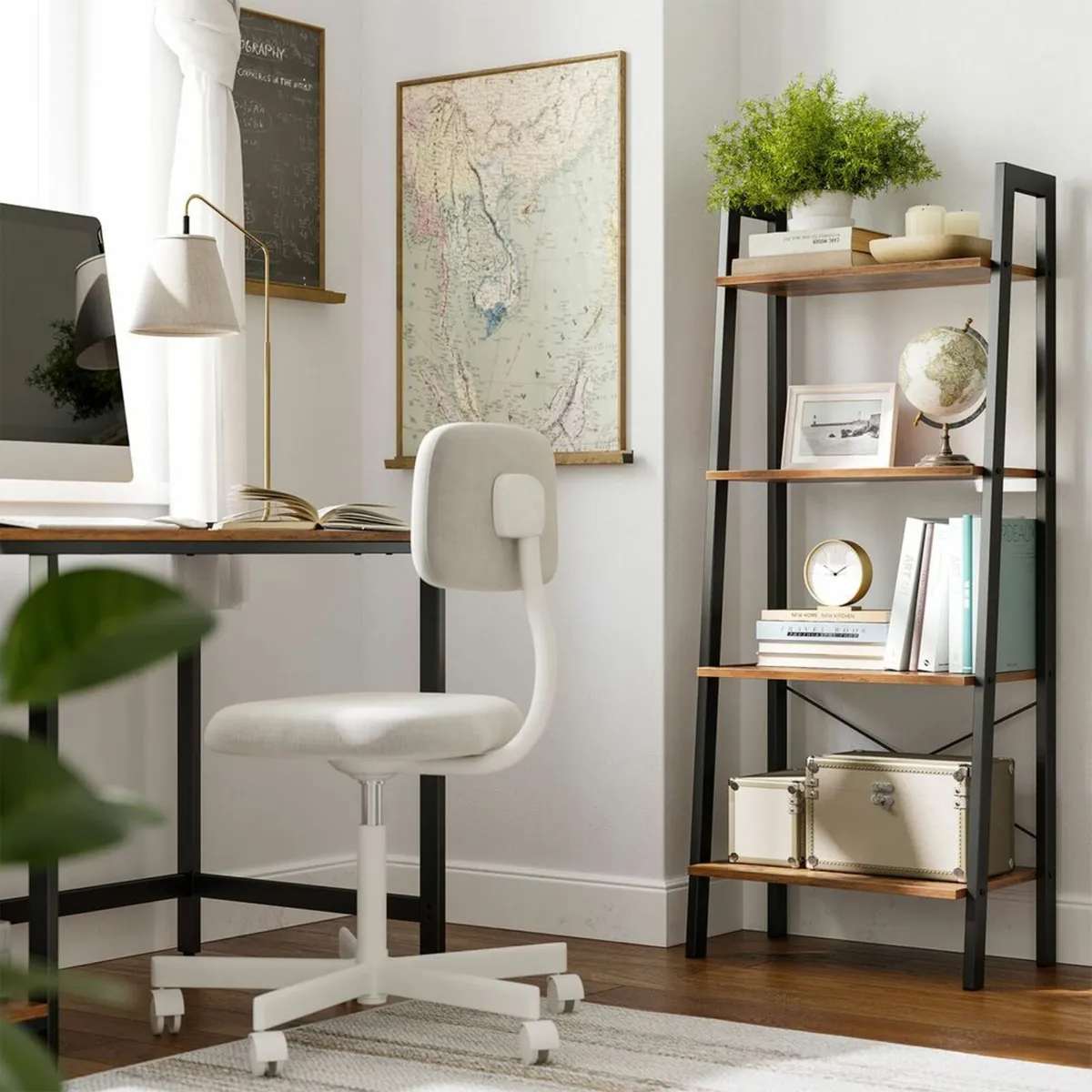 Industrial Design Ladder Shelf 4 shelves stand she - Image 3