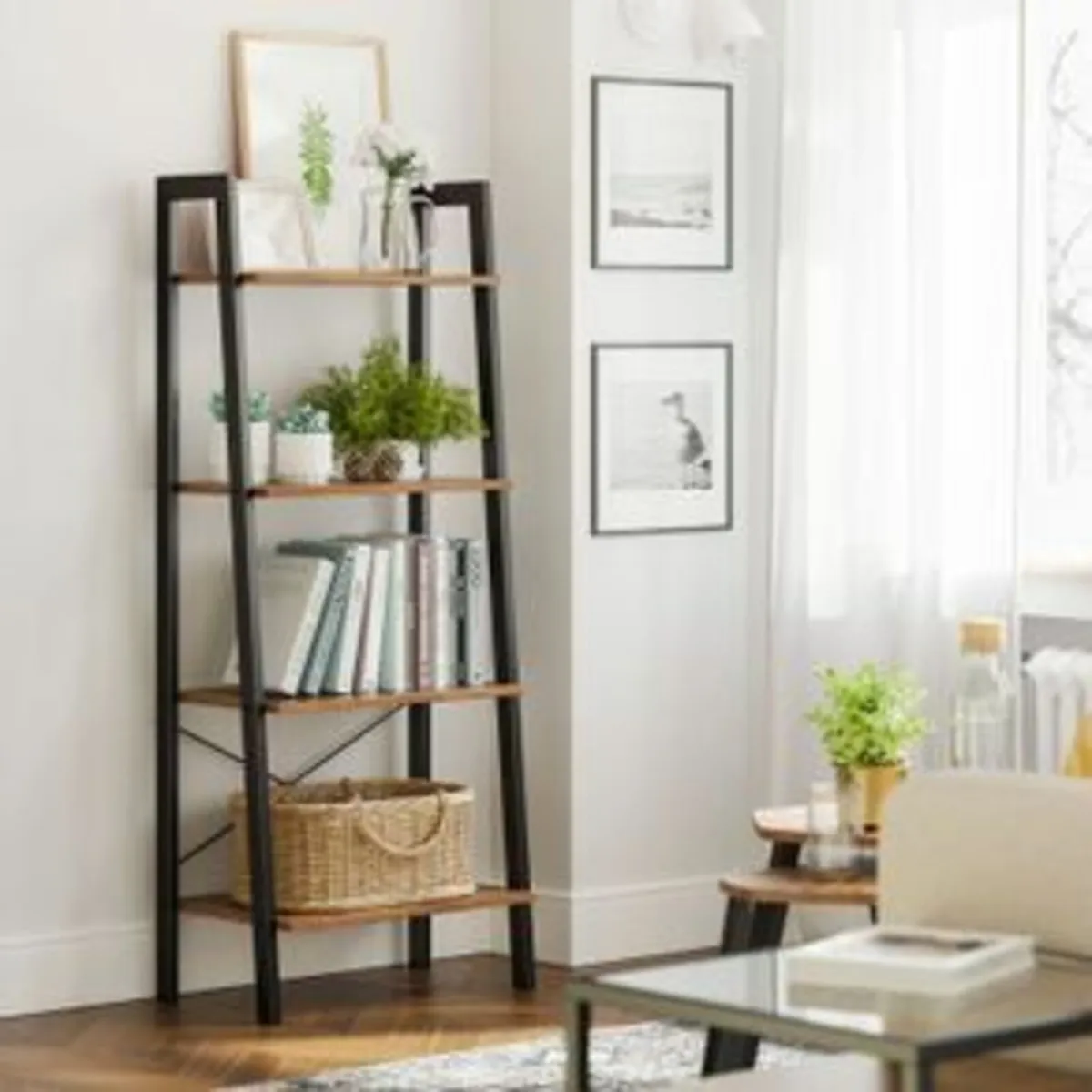 Industrial Design Ladder Shelf 4 shelves stand she - Image 1