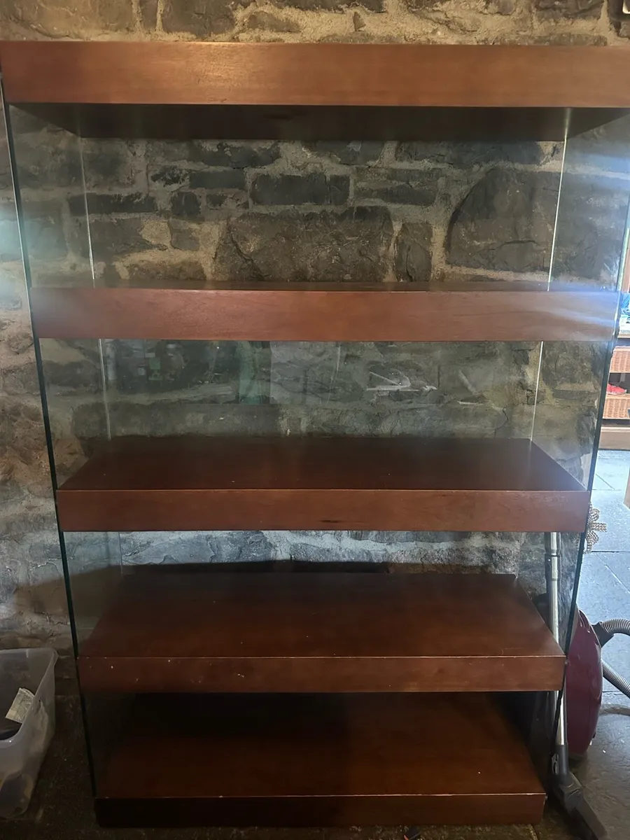 Solid Wood Shelving Unit with Glass Side Panels - Image 2