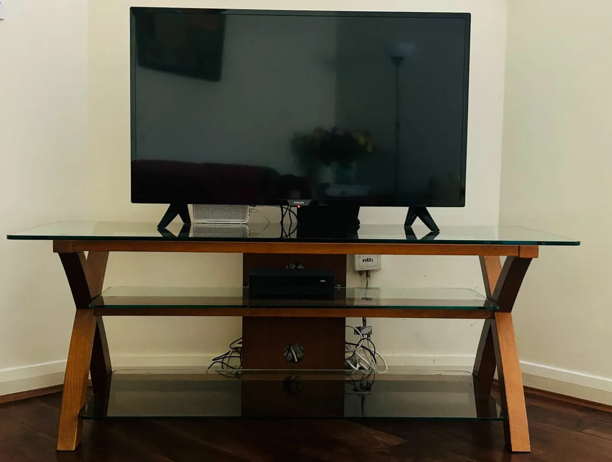 Wooden/Glass TV stand - Image 1