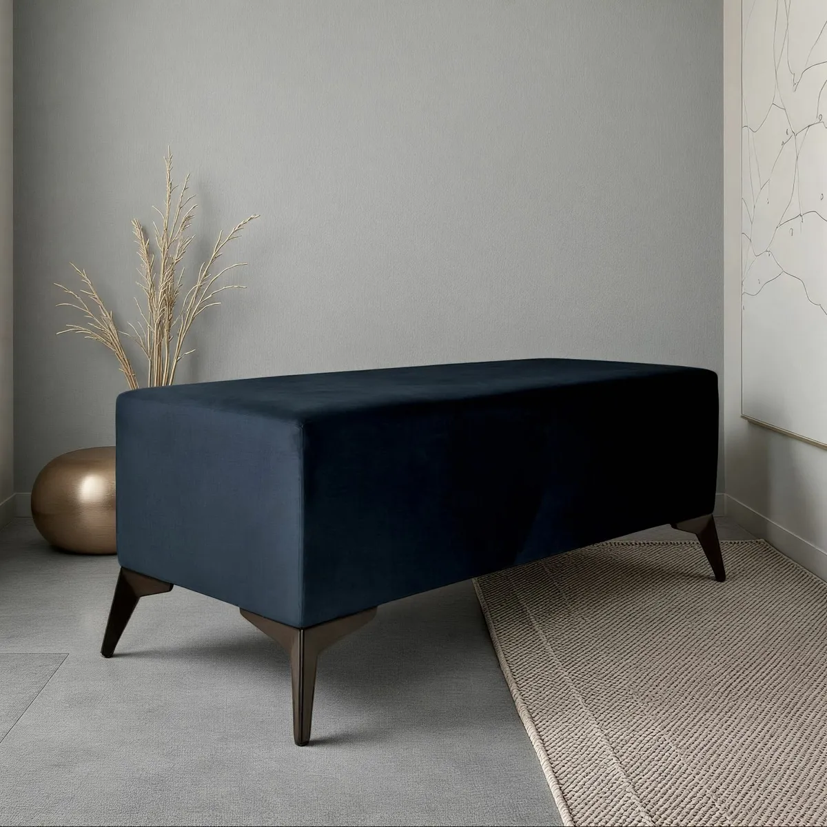 Handmade Velvet Bench with Gold Metal Legs 120x40 - Image 3