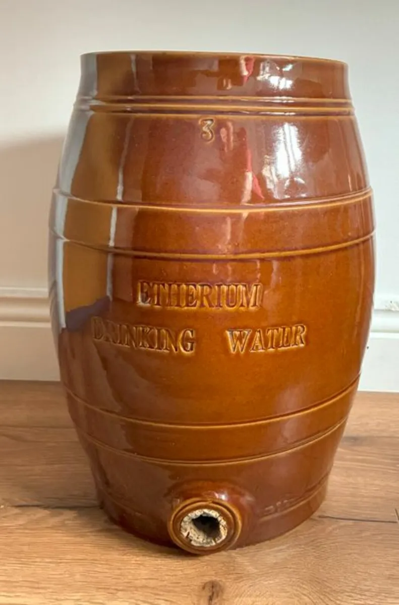 Antique Stoneware Etherium Drinking Water Cask - Image 1