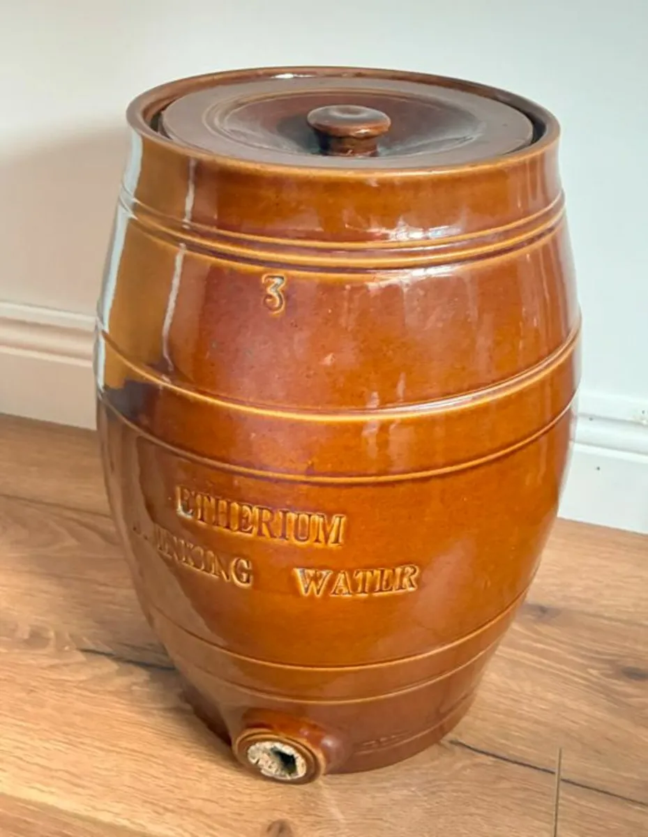 Antique Stoneware Etherium Drinking Water Cask - Image 2