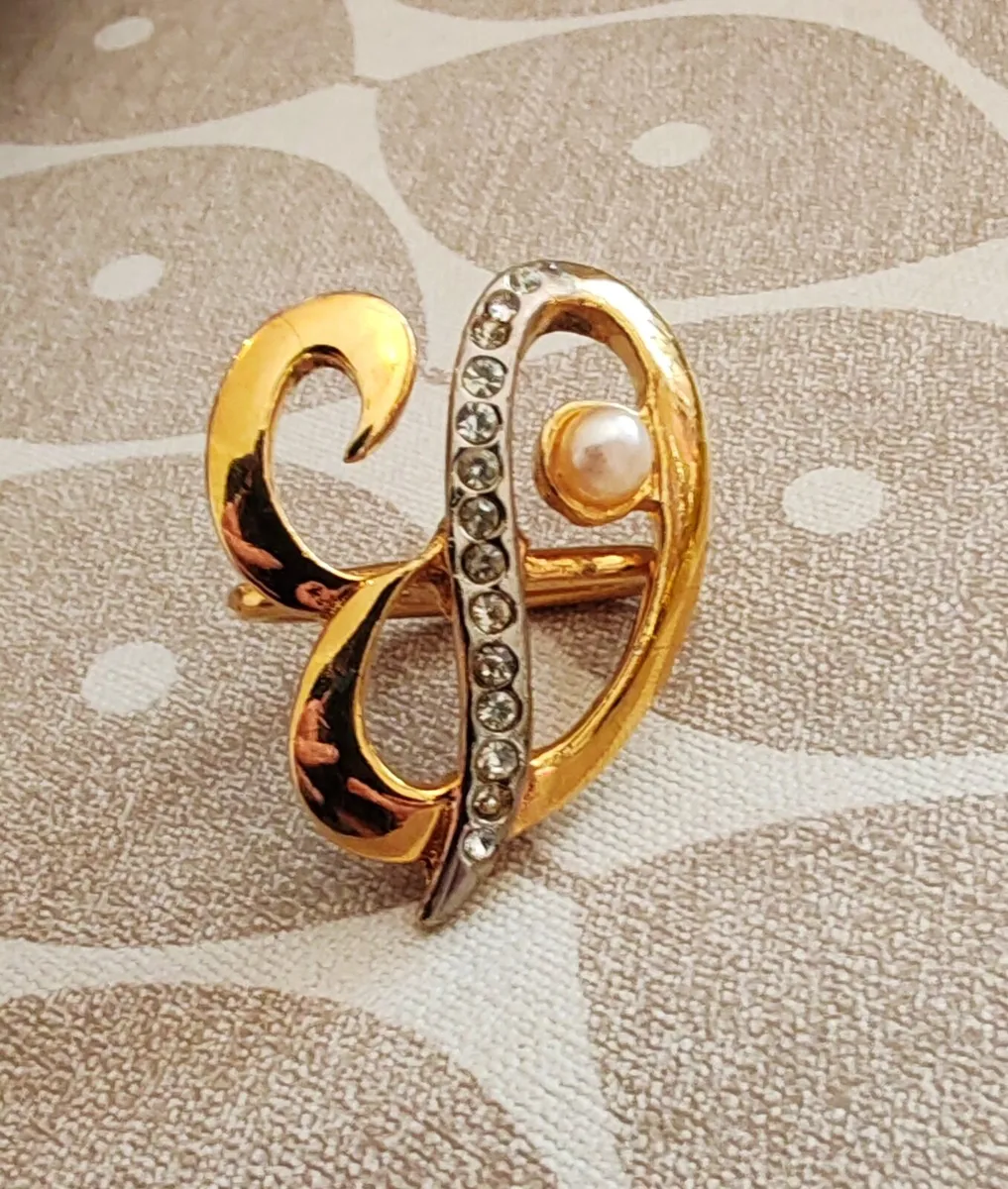 Vintage goldtone and pearl brooch - Image 3