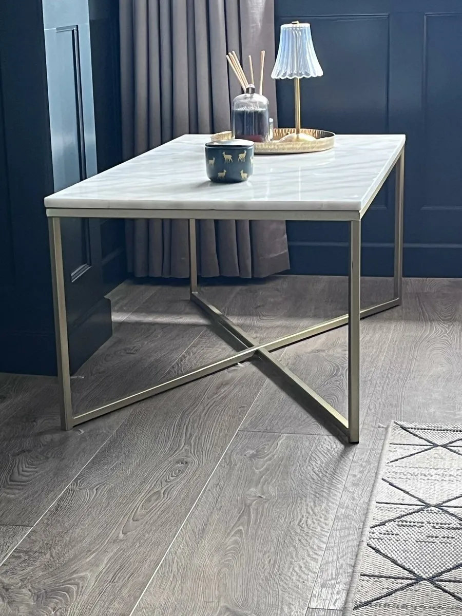 ☆Solid Marble Coffee table with gold metal frame☆ - Image 1